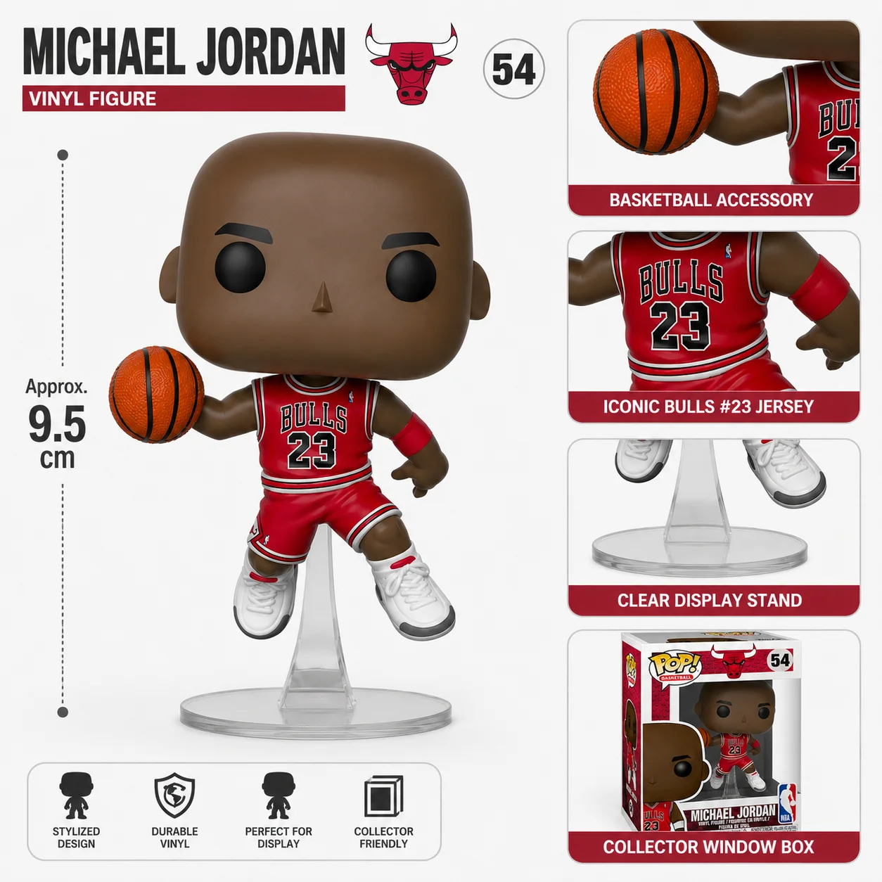 Original Funko Pop! NBA: Bulls - Michael Jordan Collectable Vinyl Figure Gift Idea Toys for Kids & Adults 36890 - view 5