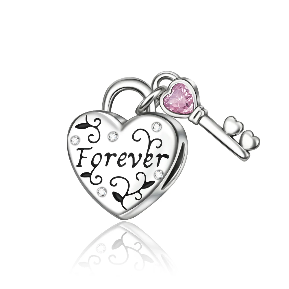 

Ahthen 925 Sterling Silver Hot Sale Beads Heart Lock Dangle Charm fit Snake Chain Bracelets Necklaces for Women Jewelry Making