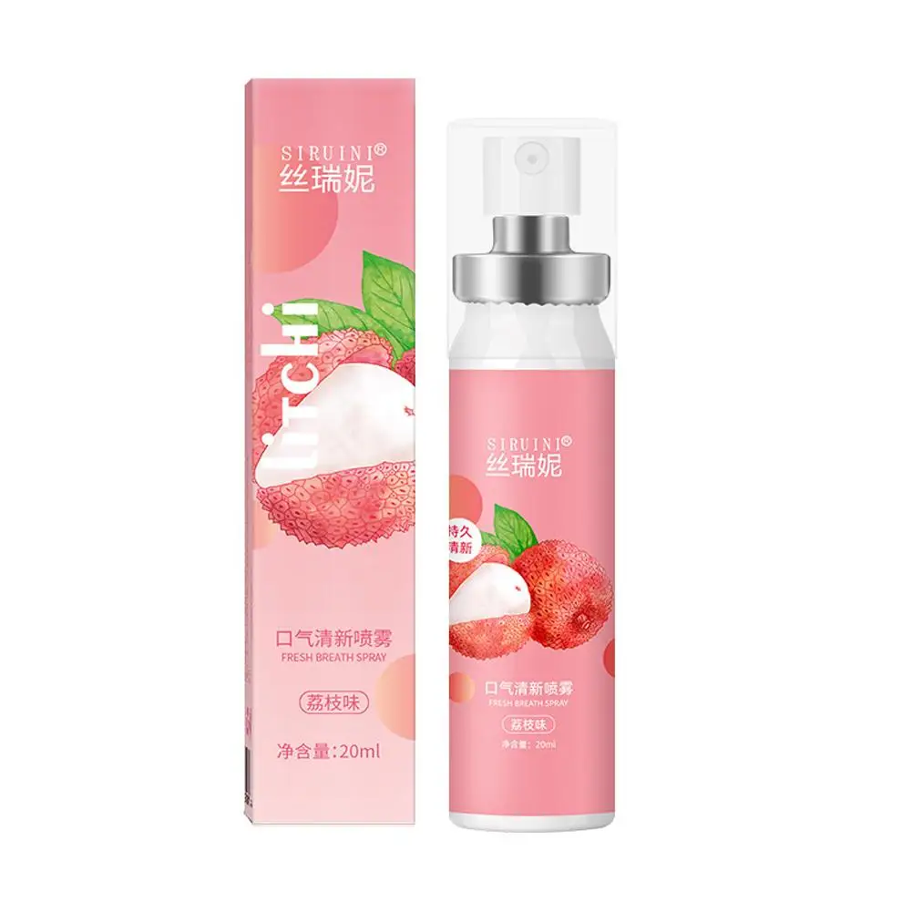 Oral Fresh Spray Peach Mint Grape Litchi Flavor Mouth Smoke Fresh Freshener Oral Breath Remove Portable 20ml Spray Mouth Sp D3T1