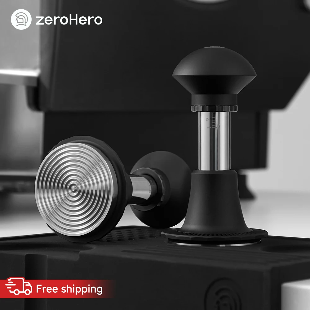 zeroHero Barista Espresso Tamper 58.5mm 15-30lbs Spring Pressure Control Coffee Press 6mm Base Auto Rebound for Home Cafe Brewer