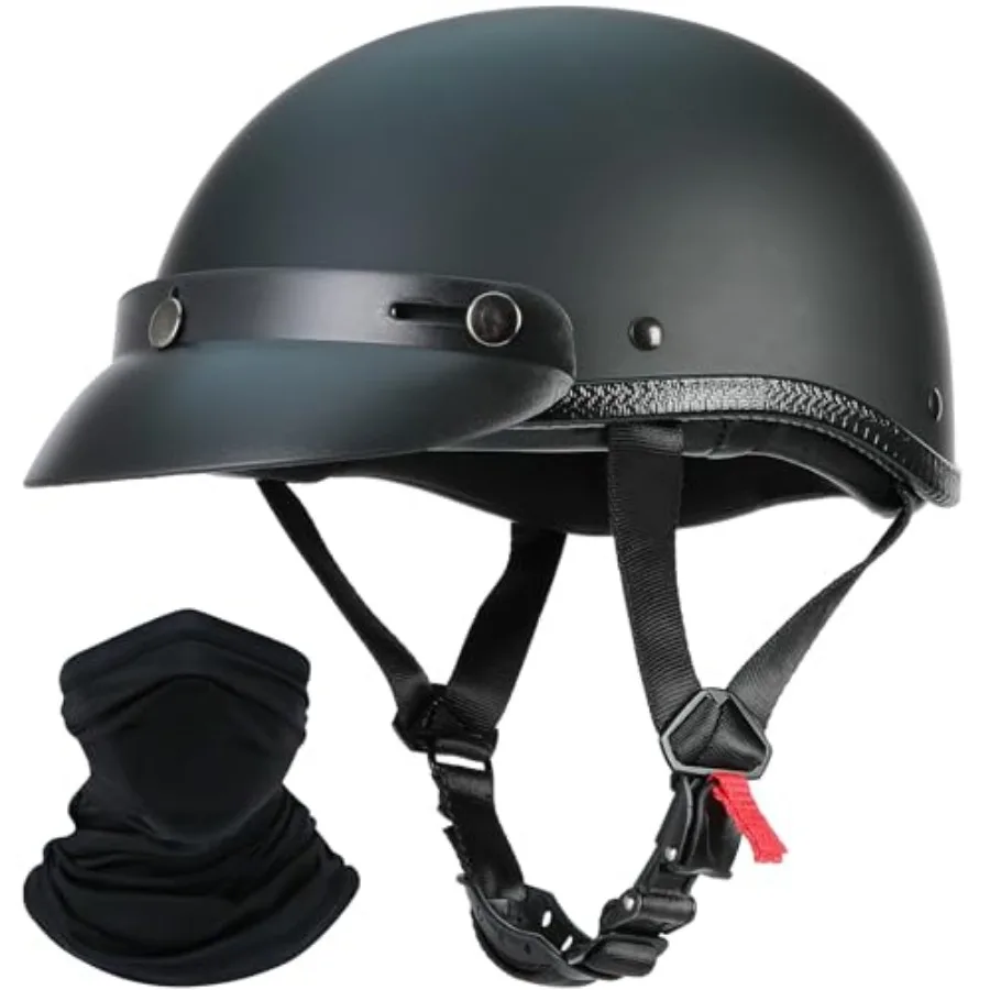 

Motorcycle Half Helmet, Half Shell Helmet, Shell Hawk Style Helmets Compact Lightweight Open Face, Matte Black, DOT/FMVSS 218 A