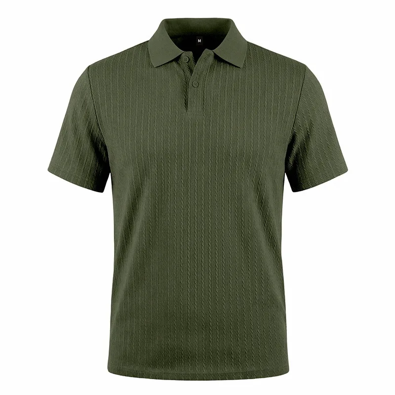 Europäisches und amerikanisches Sommer-Herren-Polohemd mit lockerem Jacquard-Strickmuster, geknöpft, kurzärmelig, auf Lager – Detail 36