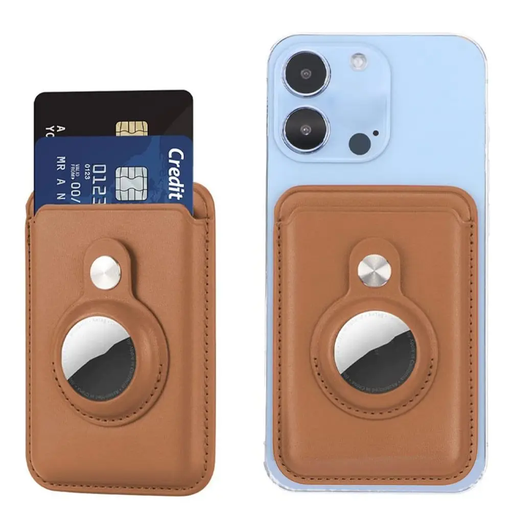 Universal RFID Blocking Magnetic Card Holder PU Leather Safety Wallet Stand Anti-theft Phone Card Bag for Airtag Holder