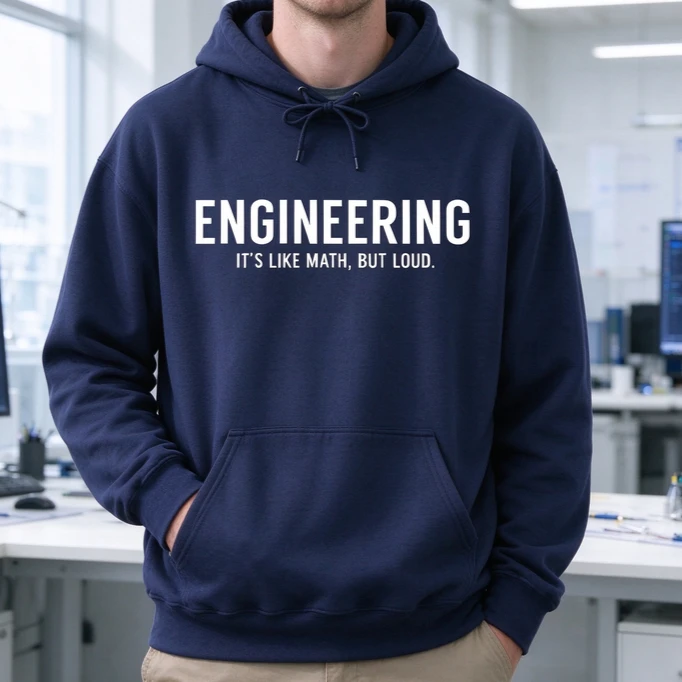 Engineering Hoodie Funny Sweatshirt Math Loud Shirt Engineer Gift Student Apparel Tech Joke Top Casual Streetwear Unisex