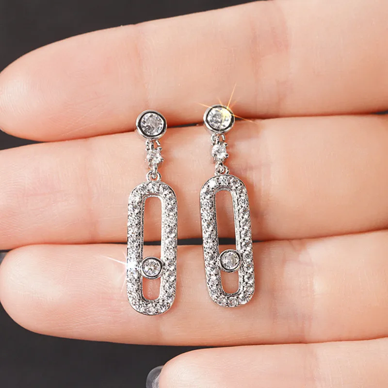 925 فضة انخفاض الأقراط الإناث مجوهرات الخطوبة مع الزركونيا الرائعة أزياء سيدة اكسسوارات الزفاف هدية