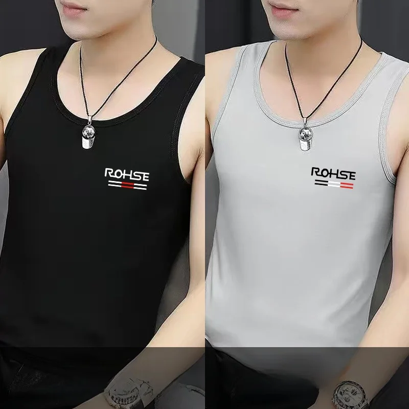 ผ้าฝ้ายฤดูร้อนเสื้อกั๊กผู้ชายอินเทรนด์เสื้อยืดฟิตเนสวิ่งผ้าไหมน้ำแข็งเพาะกายขนาดใหญ่เสื้อผ้าผู้ชาย