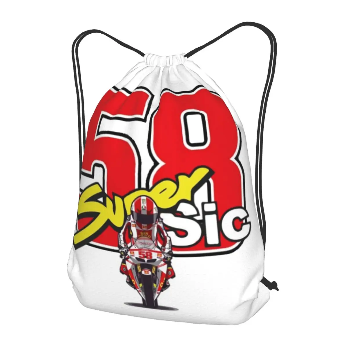 

Marco Simoncelli 58 Super Sic Backpacks Fashion Drawstring Bags Sundries Bag Book Bags for Man Woman Students
