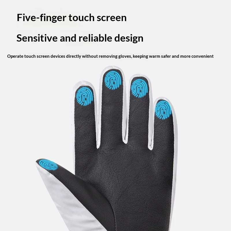 قفازات تزلج تعمل باللمس مع عزل 3M شتوي حراري مقاوم للماء مقاوم للرياح مبطن بالصوف سميك للمشي لمسافات طويلة في الهواء الطلق وركوب الدراجات #3