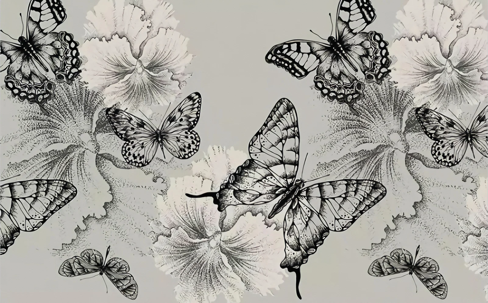 

Фреска нестандартного размера, ручная роспись, цветок, бабочка, фон, фреска, украшение дома, черно-белая подвесная картина, 3d обои