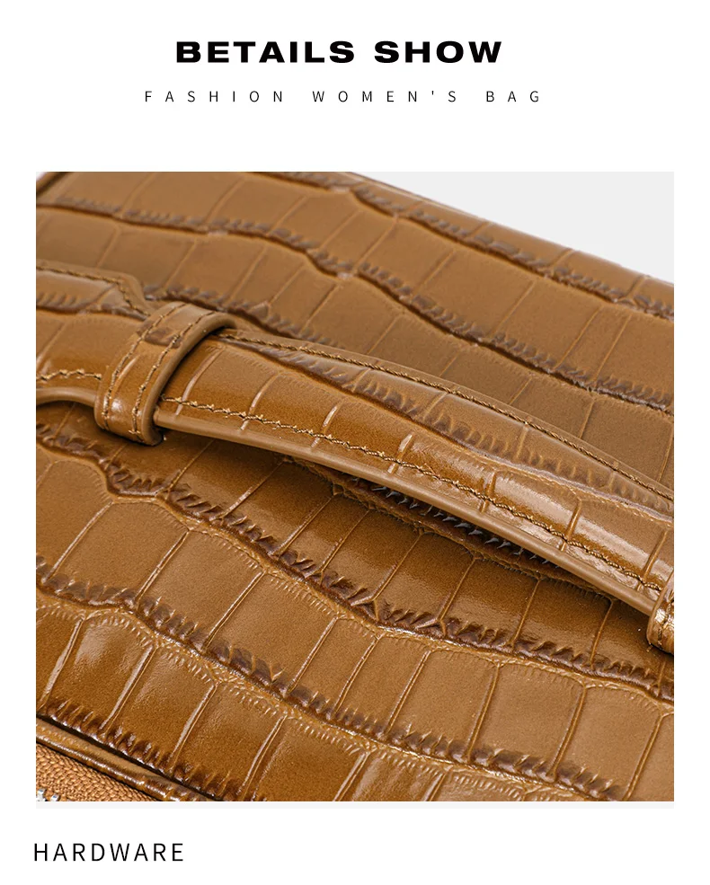 Aidrani Mini-Quadrat-Tasche aus echtem Leder mit Krokodilmuster, Handtasche mit großem Fassungsvermögen, Aufbewahrungstasche für Damen – Detail 15
