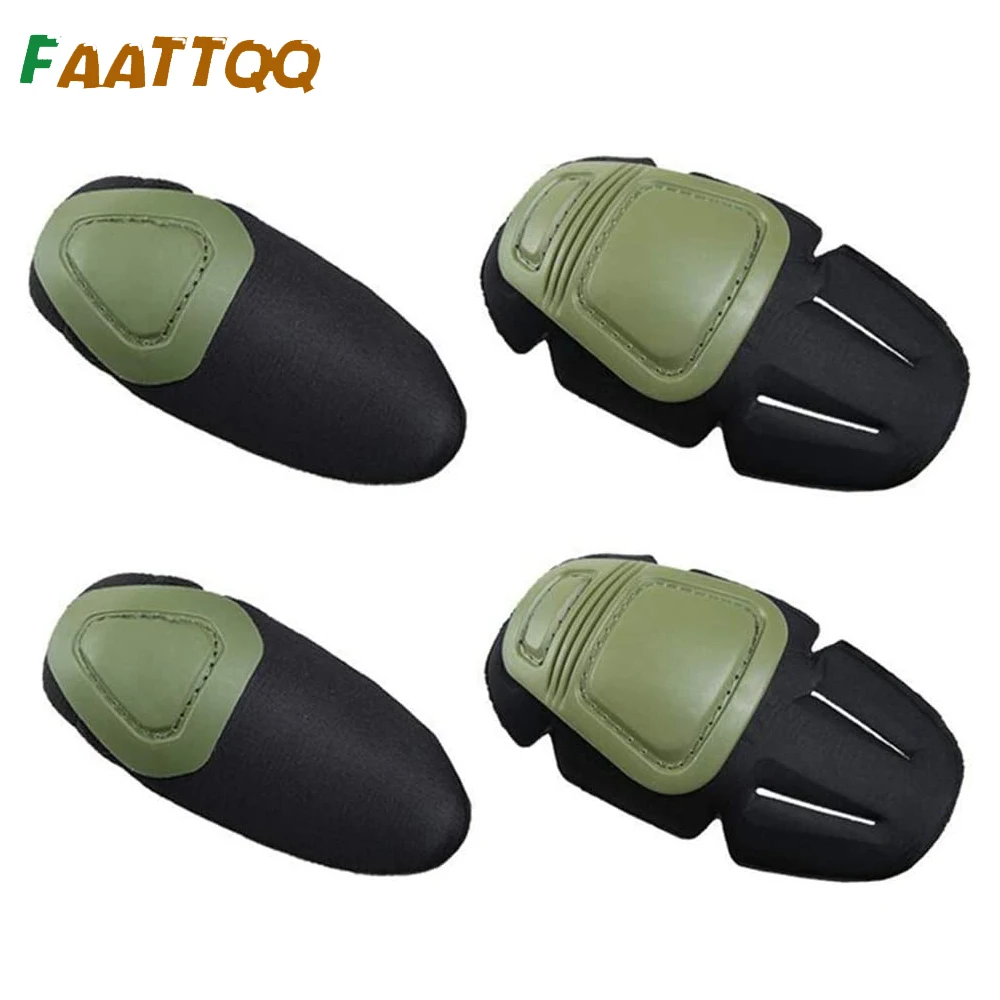 4Pcs/Set Military Tactical Knee Pad Elbow Pad, Knee Elbow Protective Pads Combat Paintall Skate Outdoor Sports Safety Guard Gear