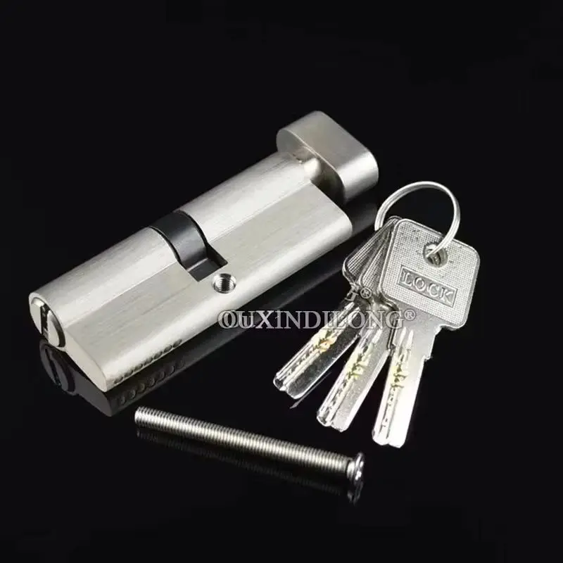 

6 шт., твердый латунный европейский врезной цилиндр дверного замка, 65 мм, одинарный открытый дверной замок, сердечник замка, галловые запасные части + ключи (подобный ключ)
