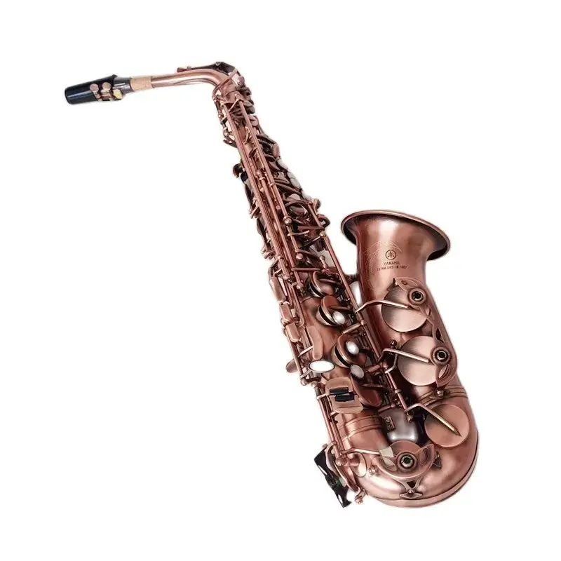 

Professional Red Bronze Bend Eb E-flat Alto Saxophone Sax Key Carve Pattern with Case Gloves Straps Brush