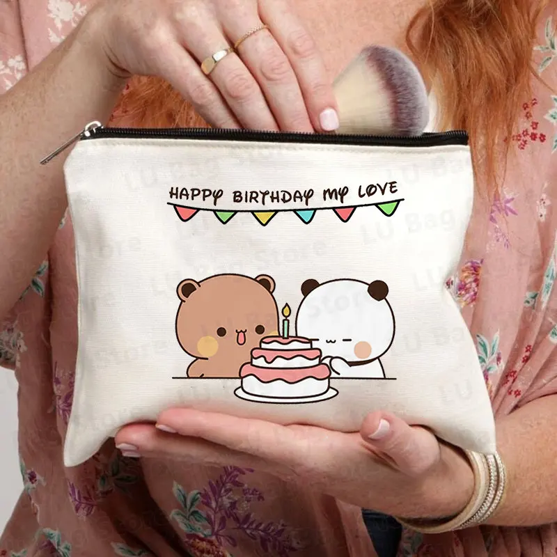 Cute Couple Little Bear Daily Print Children Travel Bag Cosmetic Pouch Lipstick Bag Make Up Pouch Bag for Woman Designer Bag