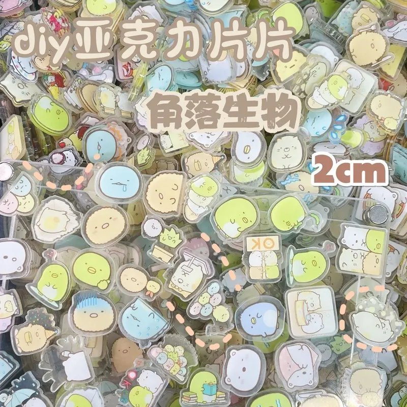 40PCS Kawaii Acrylic Flakes 2CM Round Pastel Character Chips Cartoon Shaped Bits DIY Resin Coaster Craft Supplies