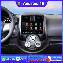 Android 16 Carplay Auto For Nissan March MICRA 2013 2014 2015 2016 Car Radio GPS Navigation WIFI+4G 2 Din Head Unit Stereo Video