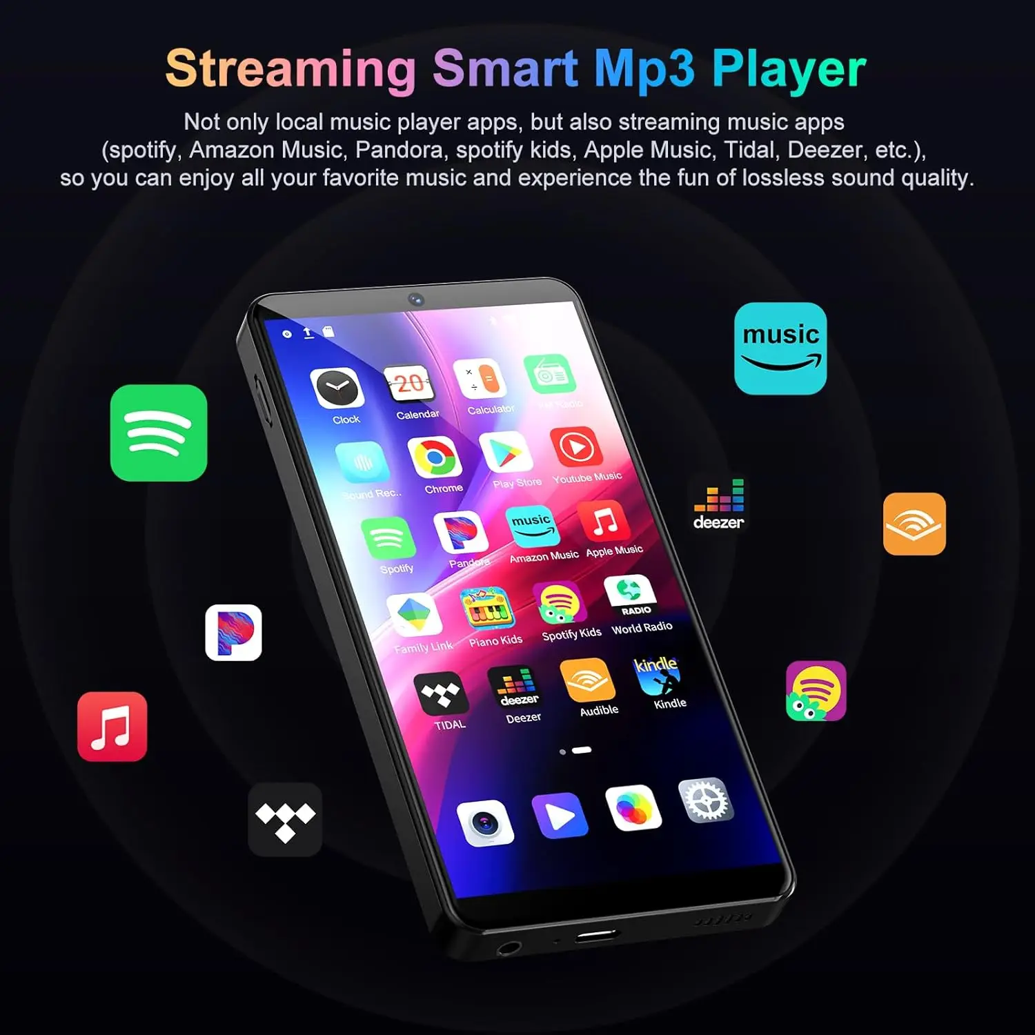 مشغل MP3 مقاس 5.5 بوصة مع كاميرا 13 ميجابكسل، سعة 144 جيجابايت (128 جيجابايت + 16 جيجابايت) مع بلوتوث وواي فاي، أندرويد 13.0، سبوتيفي، ديزر وتشغيل