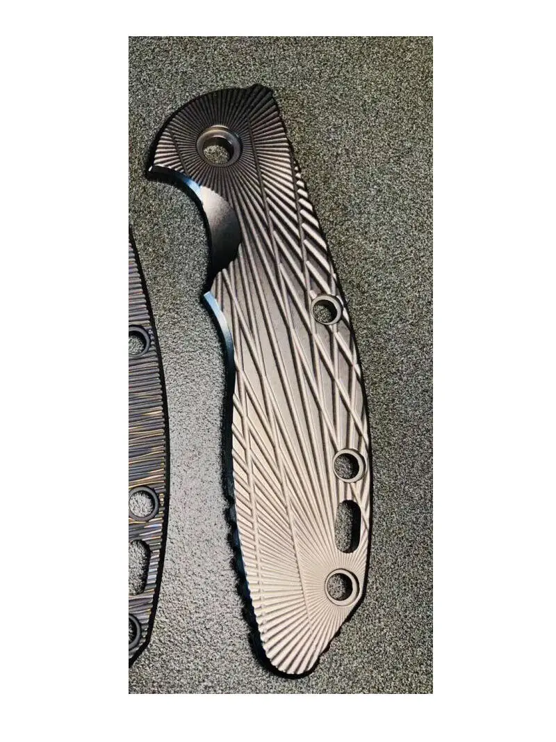 KASFLY CNC TC4 Patch for Rick Hinderer Knives XM18 3.5 Radial Pattern Fine Stone Washing