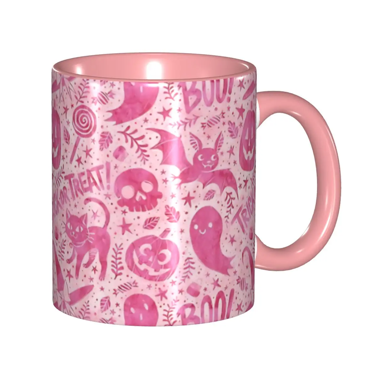 Spooky Cute Halloween Pastel Pink Coffee Mugs Novelty Pink Coquette Ghost Tea Cups For Bedroom