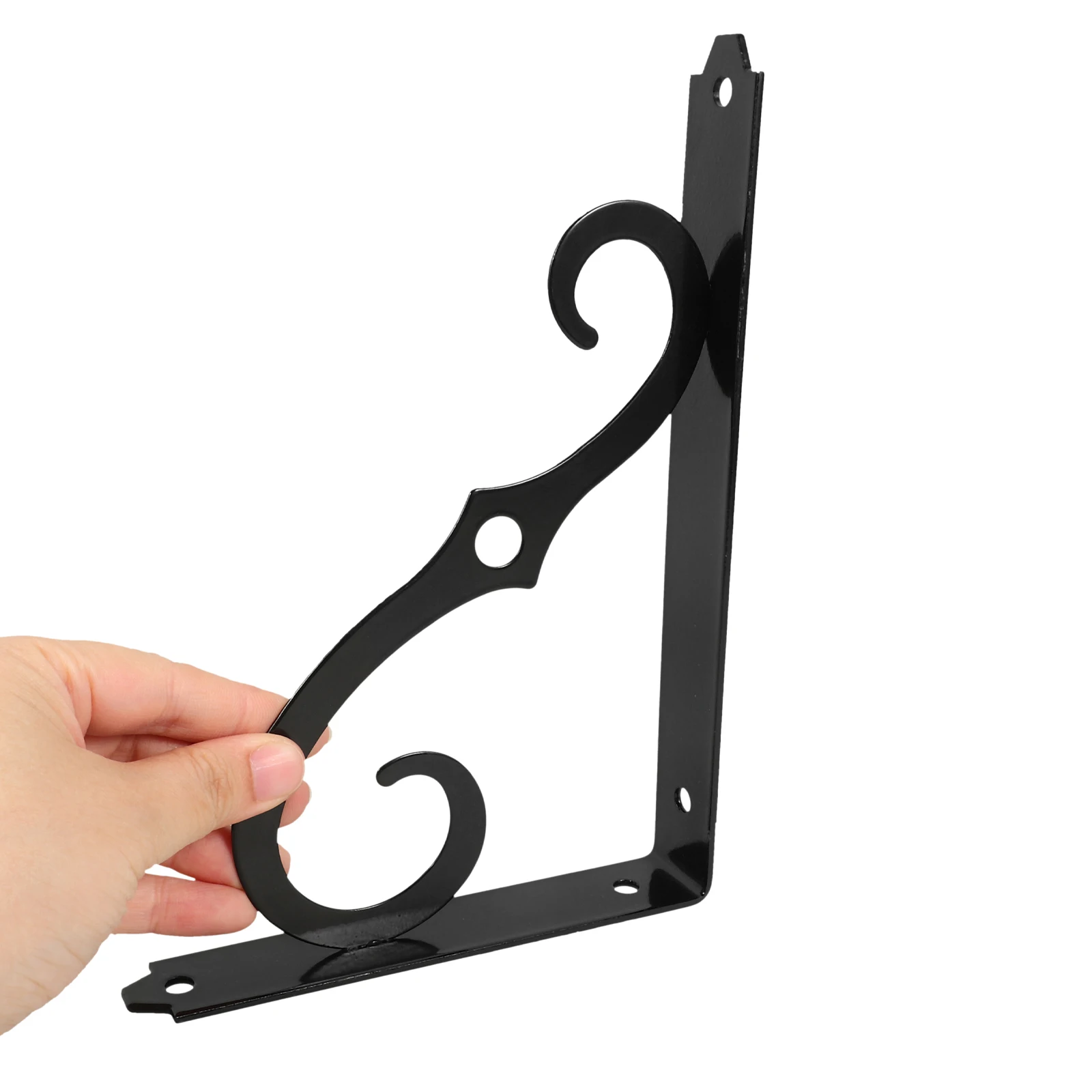 

6pcs Wall Shelf Brackets Heavy Duty Iron Household Shelf Support Space-Saving Decorative Matte Black Durable Rust-Resistant
