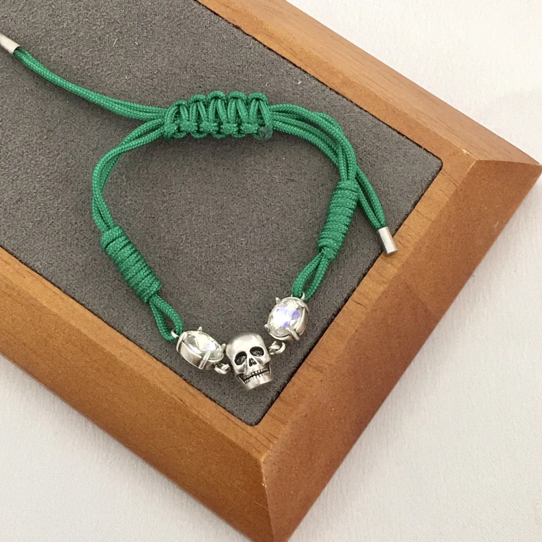 24new Green draw skull diamond bracelet for men and women