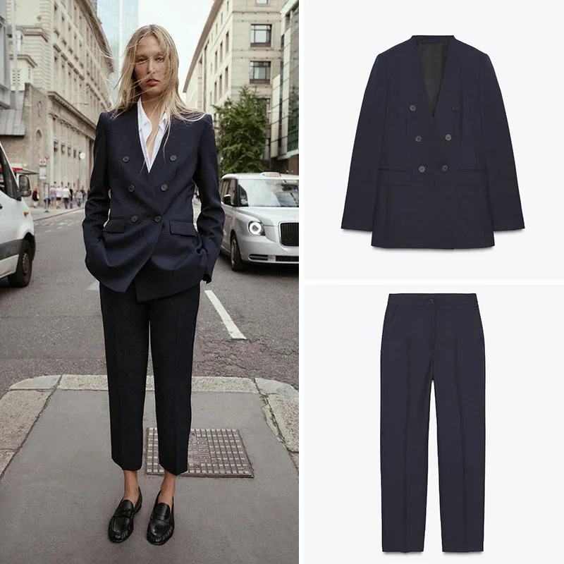 

Новый осенний женский костюм Jaet, повседневный комплект с прямыми брюками, длинный све, Profional Fem, брючный ансамбль