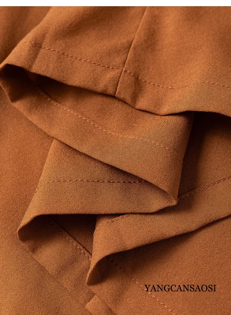 2025 Women's Fashion Clothing 100% Natural Mulberry Silk Jianhong Crepe Pumpkin Yellow Elastic Waist Versatile Elegant Pants