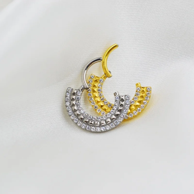 

10pcs G23 ASTM F136 Titanium CZ Nose Hoop Septum Clicker Ring Earring Ear Tragus Helix Cartilage Body Piercing New
