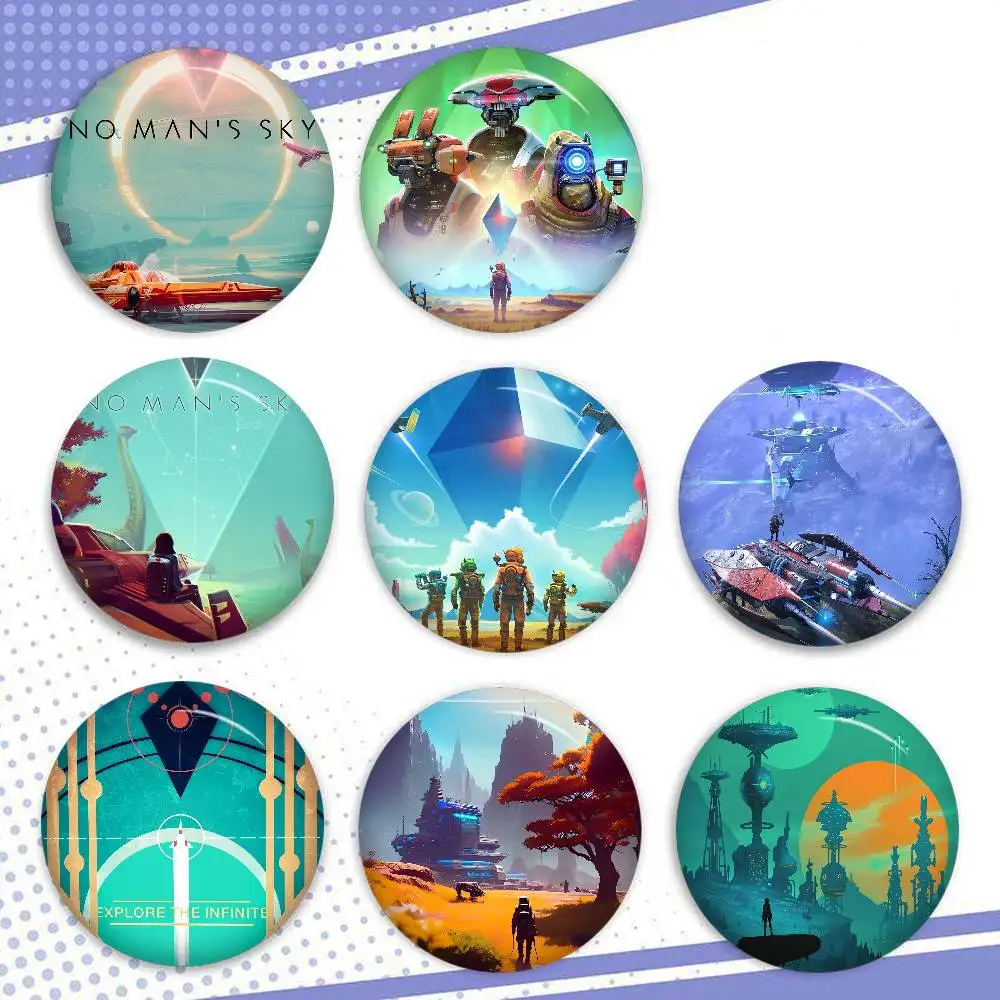 No Man's Sky Weltraum-Spiel Kreativ-Tinplate-Pin Button – Individueller Anime-Charakter Old-School Brosche Cartoon Kragenabzeichen Schmuck Geschenk für Fans
