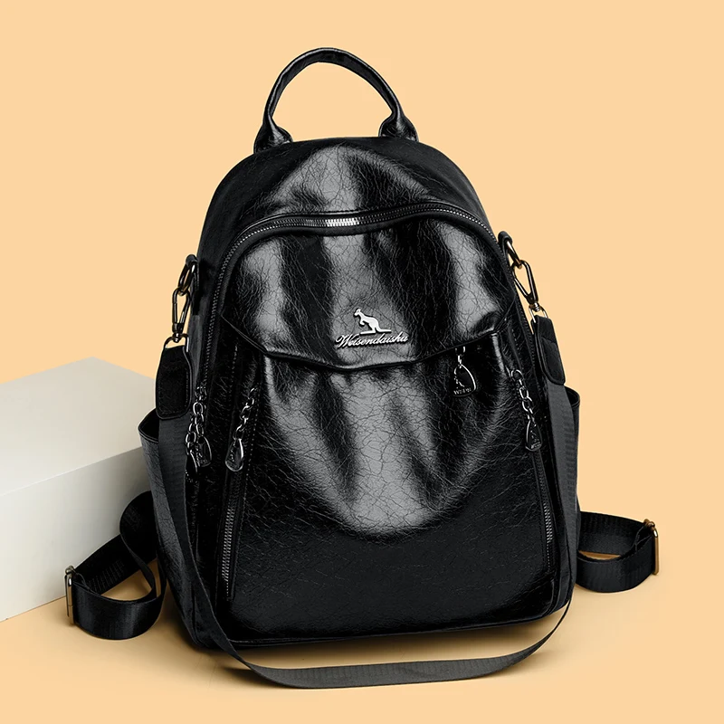 

Vintage Women Leather Backpack Purse for Women 2025 High Quality Female Design Bagpack Rucksack Large Bookbag for Girl Sac a Dos