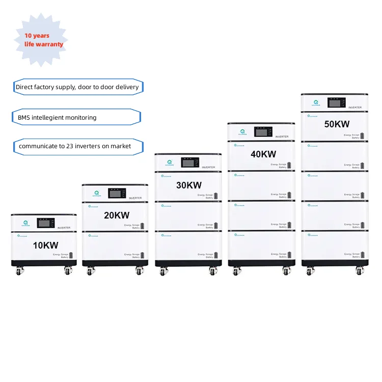 Stackable 48V 51.2v 10kwh 20kwh 30kwh 40kwh 50Kwh Lifepo4 Lithium Ion Solar Home System Energy Storage Battery with inverter