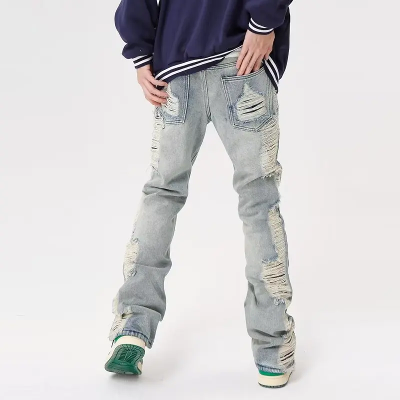 2023 Ropa Grunge Y2K Streetwear Hole Ripped Baggy Jeans Pants Men Clothing Straight Hip Hop Gothic Denim Trousers Pantalon Homme