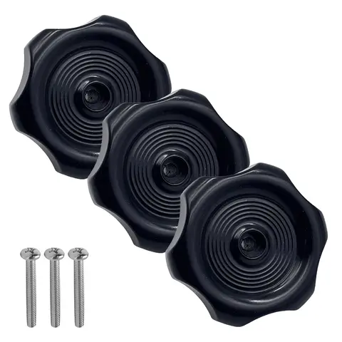 Black Silver RV Window And Vent Knob Set 3 Pieces 1 Inch Shaft 2-1/4 Inch Diameter ABS Material With Screws For Camper Interior
