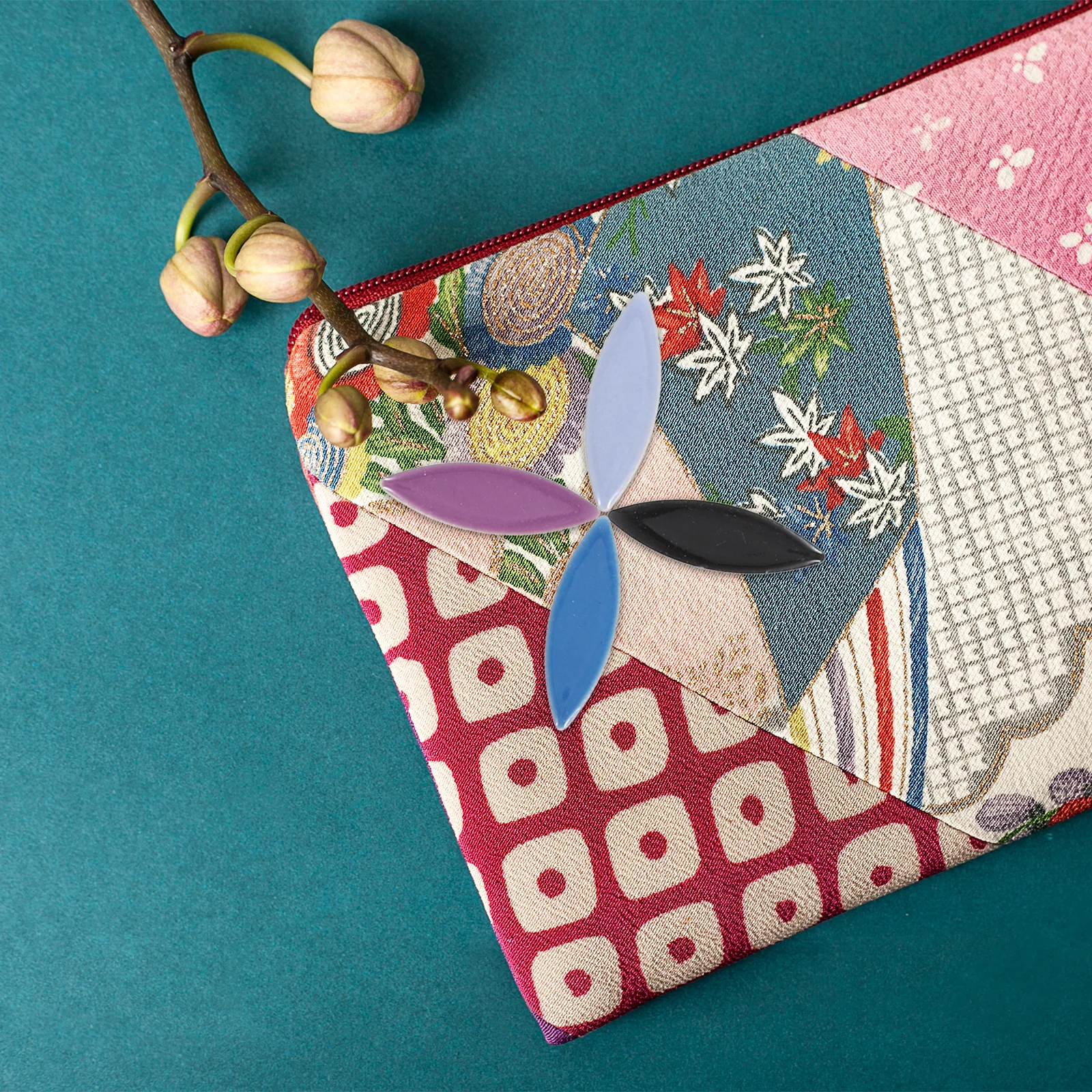 

Colorful Ceramic Mosaic Tiles 100G Bag Leaf Petal Shaped Handmade Craft Pieces for DIY Home Decor Projects Bulk Tiles for Crafts