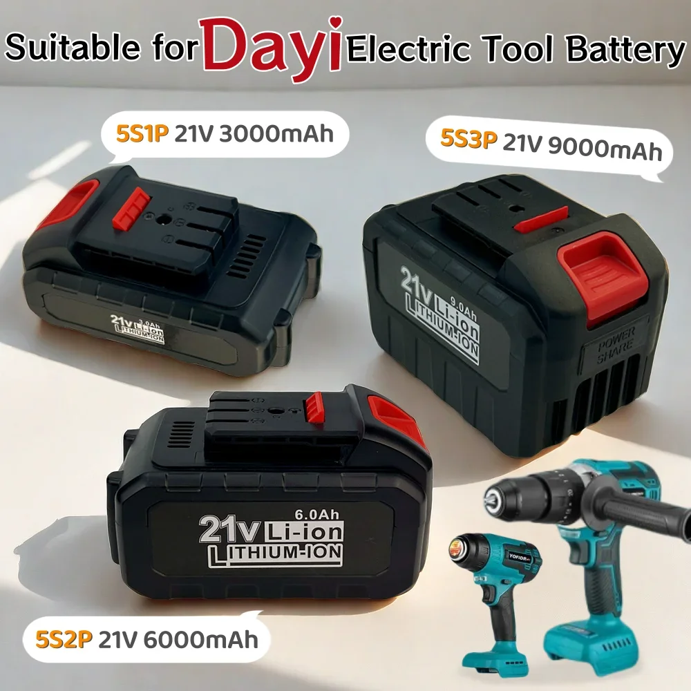 21V 3000mAh/6000mAh/9000mAh Rechargeable Battery For Dayi Electric Saw Angle Grinder Lithium Battery Electric Wrench Tool