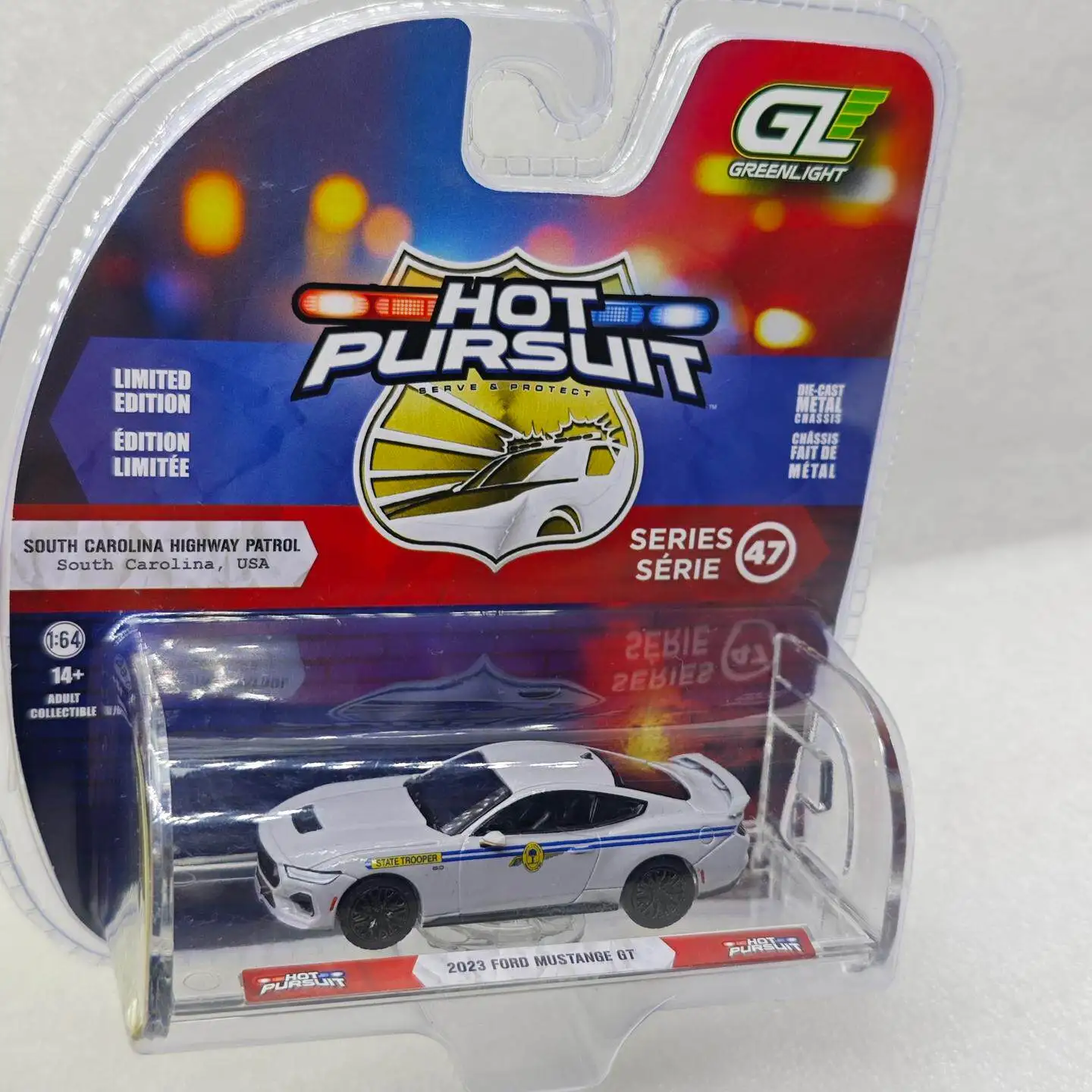 Greenlight 1:64 Hot Pursuit 47 2023 Ford Mustang GT South Carolina Highway Patrol 43050-F Diecast Car