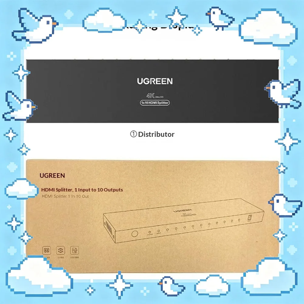 UGREEN 50949 HDMI Splitter 1 in 10 Out 4K HD Video Distribution Amplifier for Monitor TV Projector