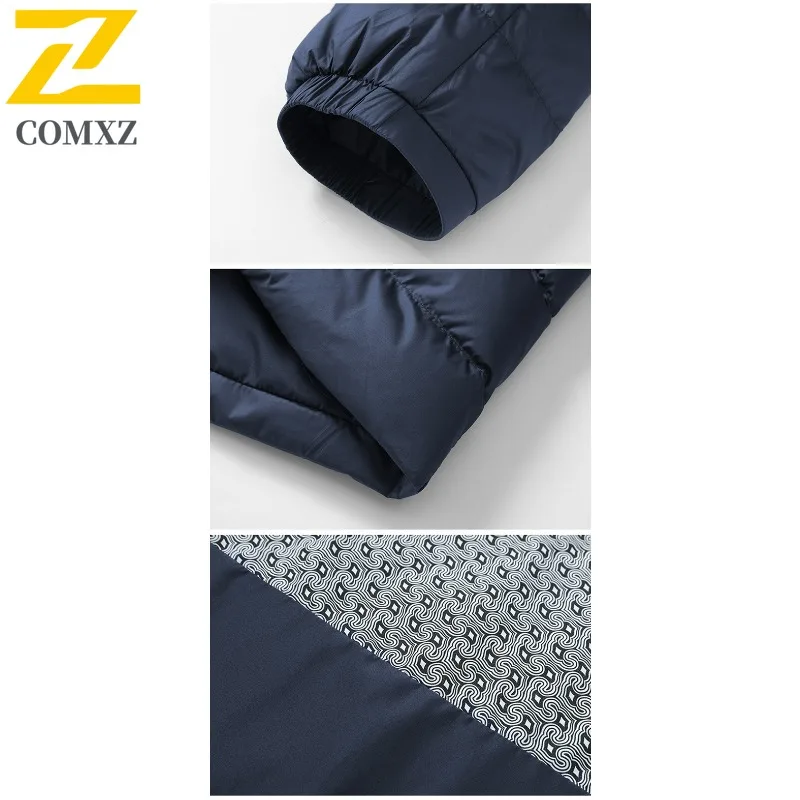 COMXZ Autumn Winter New Men Down Jacket Big Size Hooded Thermal Thickened Casual waterproof Coat Jacket 90% White Duck Down 2025