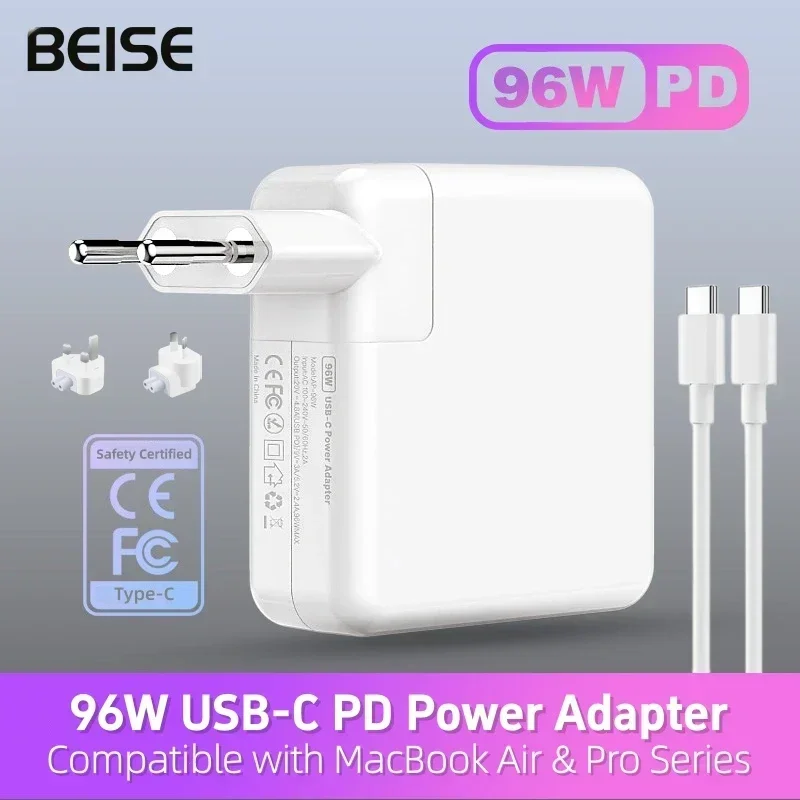 96W USB-C PD Fast Charger Power Adapter For MacBook Pro 13 15 16 Inch A1707 A1990 A2141 A2251 A2289 MacBook Air Multi Protection