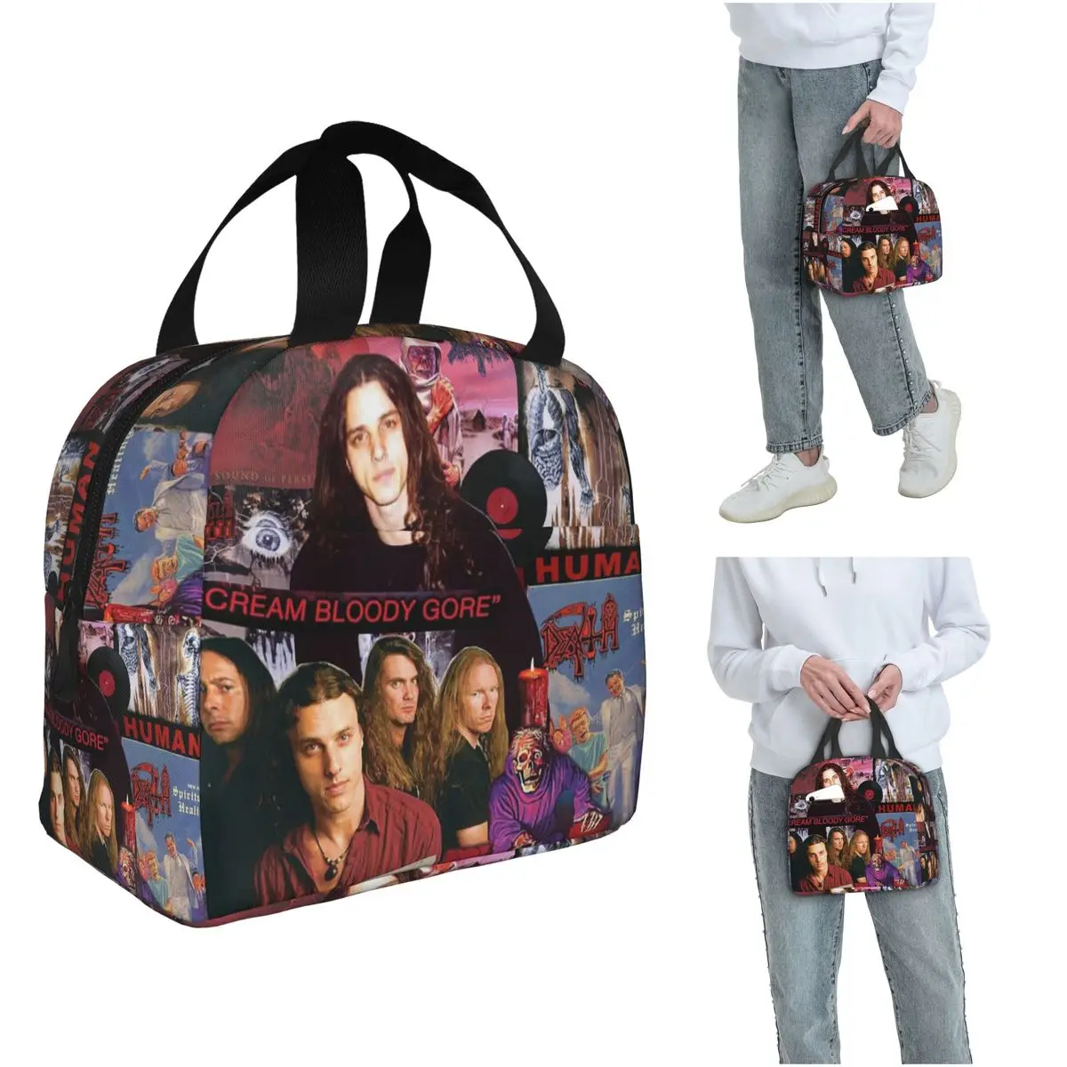 

Death Band Rock Band Metal Music Insulated Lunch Bag for School Cooler Thermal Food Box Tote Leakproof Lunch Boxes Container