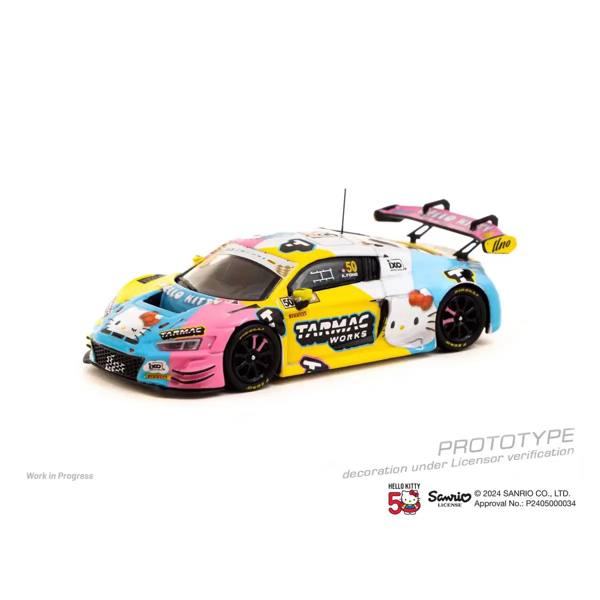 Tarmac Works TW 1/64 R8 LMS Hellokitty alloy car model