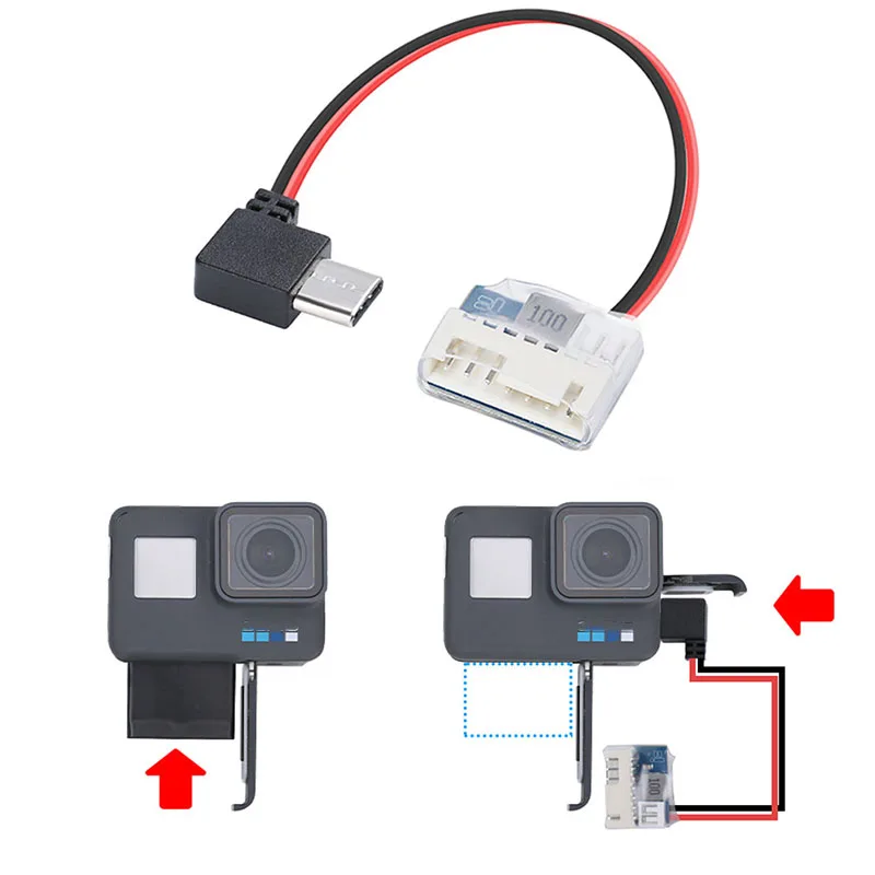 1PCS NEW Type C to 5V Balance Plug Power Cable Charging Cable for GoPro Hero 6 / 7 / 8 / 9 / 10 / 11 Camera FPV Drone Part