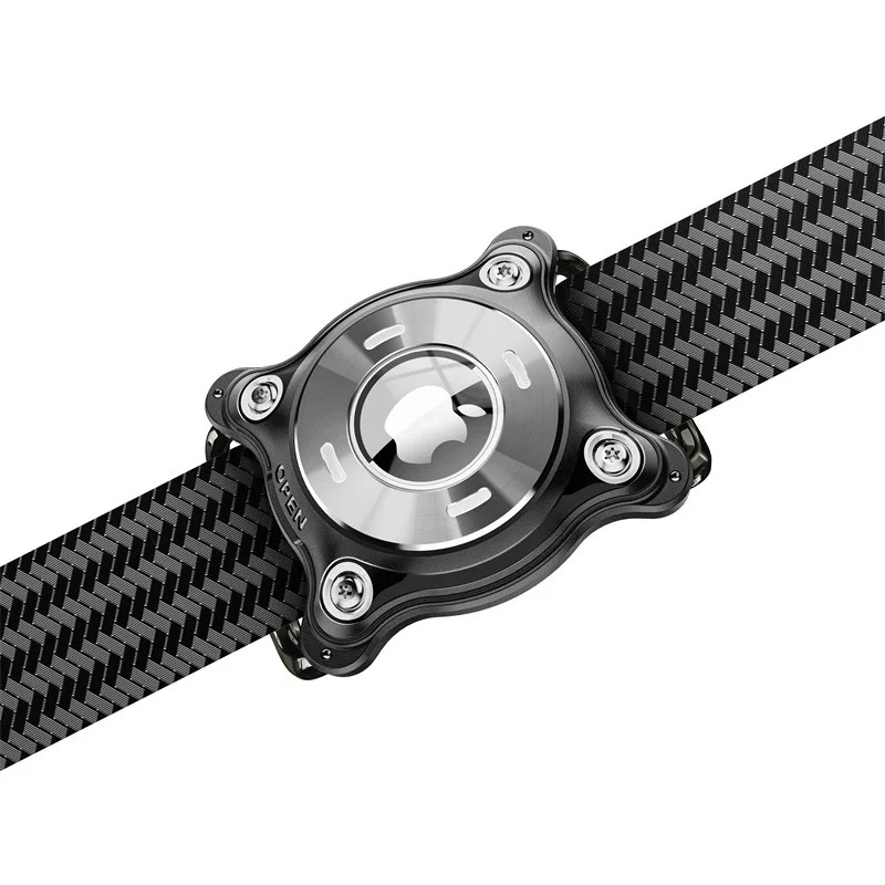 Airtag-Halter für Hundehalsband, Airtag-Halsband, Hundehalter mit abnehmbaren Metallschlaufen, passend für 1,2 Zoll breite Halsband für Apple Airtag-Hülle