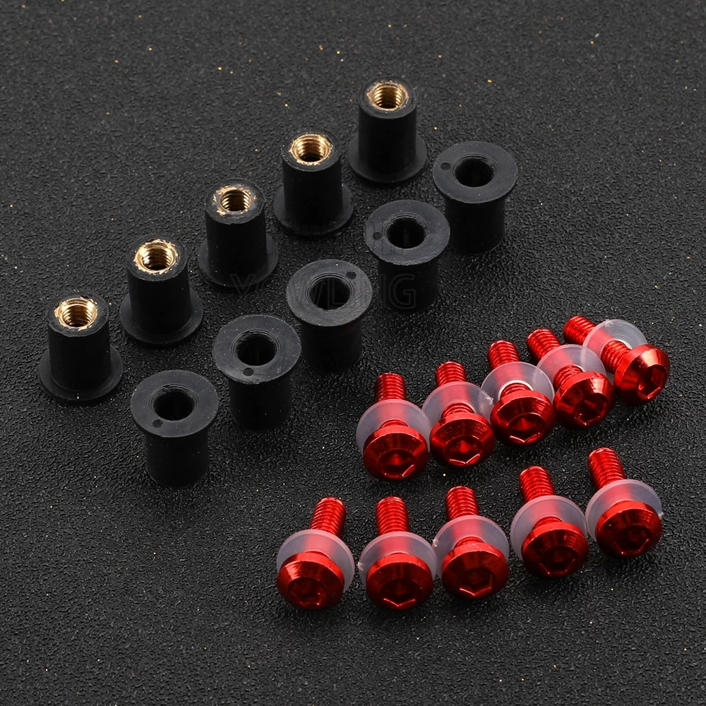 M5 Motorrad-Windschutzscheiben-Schrauben, metrische Gummimuttern, Befestigungselemente für Honda, für Suzuki, für Yamaha, für Kawasaki