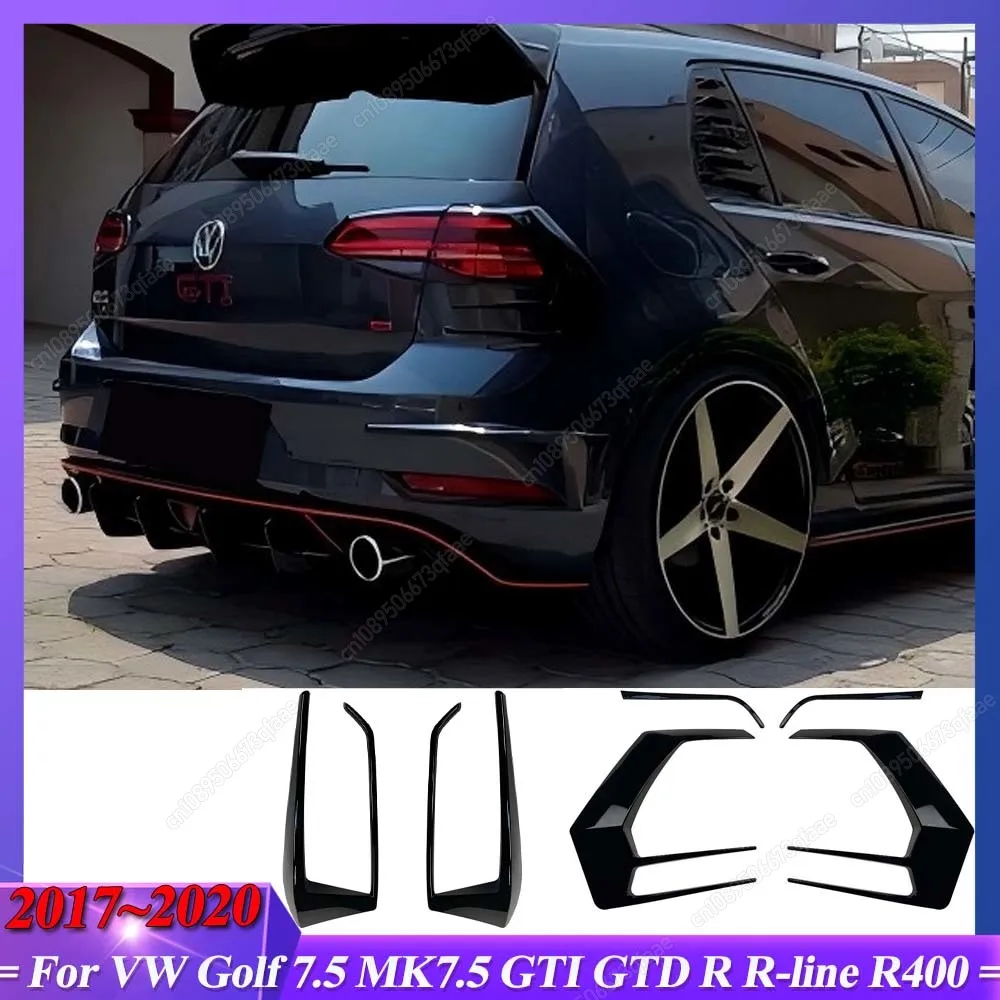 

Для VW Golf 7.5 MK7.5 GTI GTD R R-line R400 2017-2020 ABS отделка заднего бампера автомобиля комплекты кузова воздушный нож задний фонарь крышка черный тюнинг