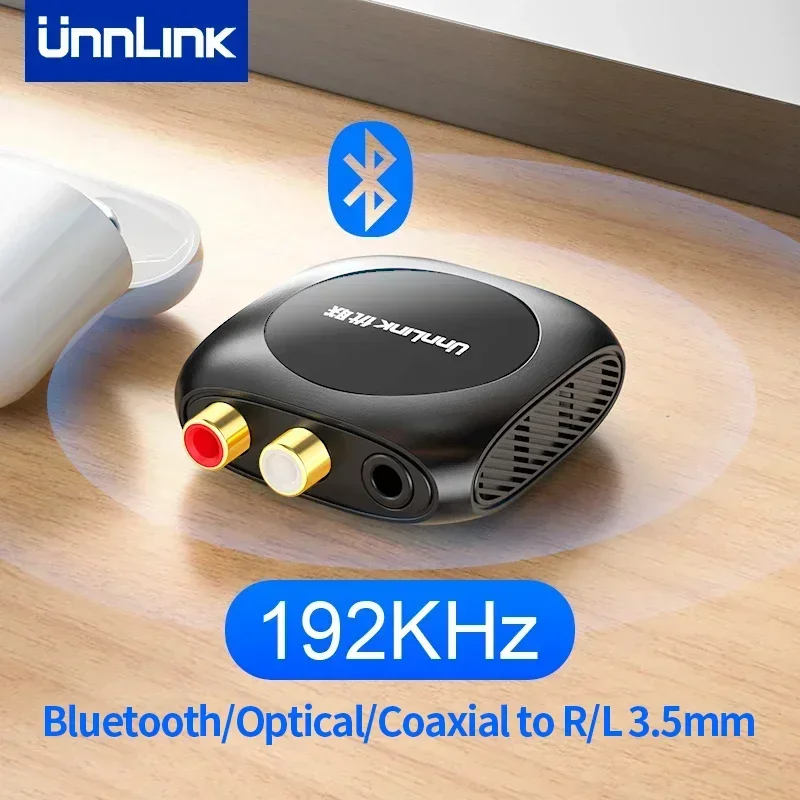 Unnlink 192KHz Digital to Analog Audio DAC Converter Bluetooth Spdif Optical Toslink Coaxial to 3.5mm Aux 2RCA Decoder