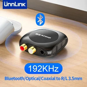 Unnlink Konverter DAC Audio Digital ke Analog 192kHz Dekoder Toslink Optik Bluetooth Spdif ke Dekoder Aux 3.5 Mm 2RCA 12 konverter optik ke koaksial penjualan terbaik - №