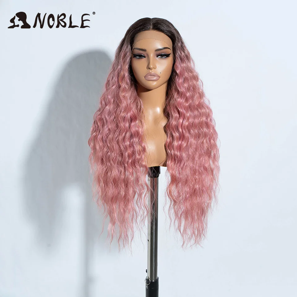 Edle synthetische Lace-Front-Perücke, 30 Zoll lang, gewellt, Ombre-Blond, Cosplay-Perücken, synthetische Perücken für Damen, Lace-Front-Perücken – Detail 17