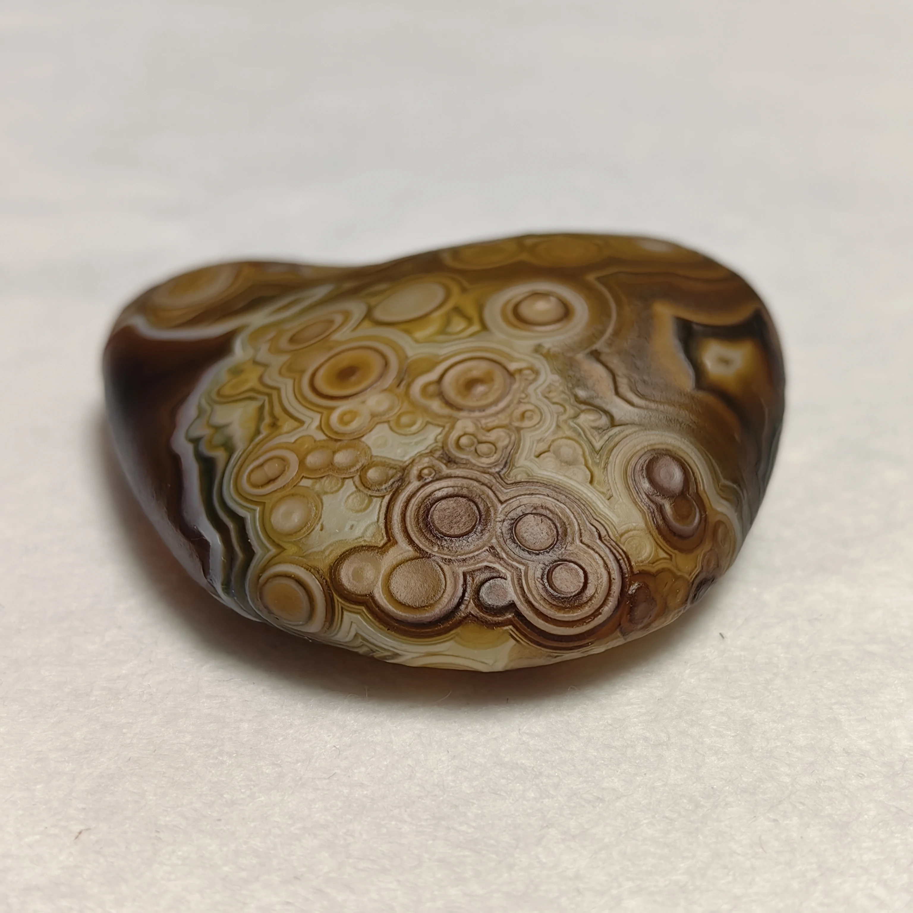 Natural Gobi Agate with Eye Texture Pattern  , Palm Stone Mineral Specimen, Unpolished Raw Rock for Collection & Desk Decor