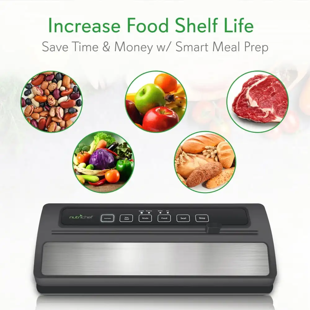 Automatic Food Vacuum Sealer Includes Reusable Vacuum Food Bags Provides Seals for Long Term Use and Durability for Many Years